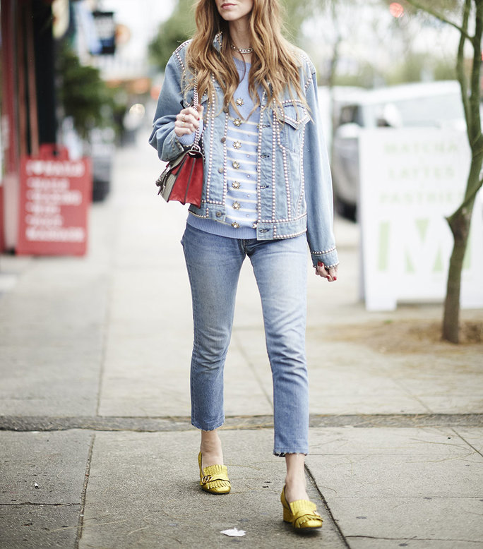 LOS ANGELES, CA - JANUARY 19:  Chiara Ferragni is wearing shoes the bag and the sweater from Gucci and a vintage sunglass on January 19, 2016 in Los Angeles, California.  (Photo by Timur Emek/Getty Images)